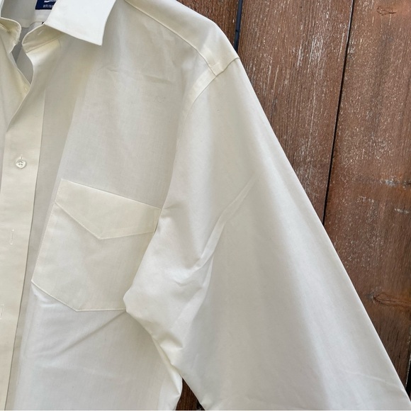 STAFFORD‎ Men’s Cream Button Down Long Sleeve Dress Shirt Size 17 36-37 - Picture 8 of 10